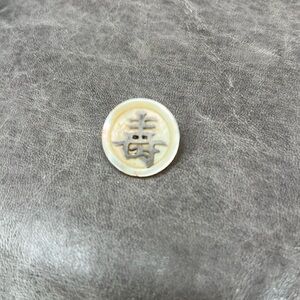 Antique Rare Unique Chinese Silver Mother of Pearl Button Cufflink Vintage Jewel